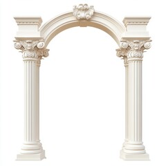 Classic column arch isolated on white background