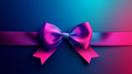 A vibrant purple and blue satin ribbon bow
