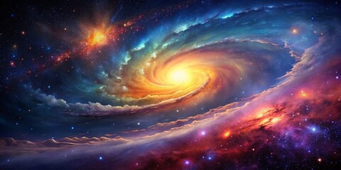 A Stunning Galaxy Filled with Stars and Nebula Clouds Captured on the Left Side with Expansive Copy Space for Text or Design Use