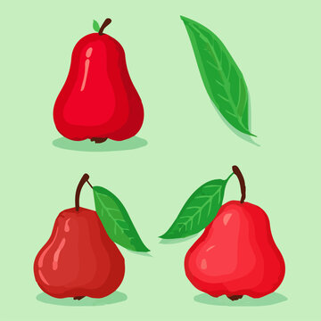 Juicy bell apple icon flat style jingle bell fruit Red Pear Wax Apple Java Apple Mountain cloude