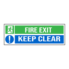 Fototapeta premium Fire Exit keep clear Signage vector illustration