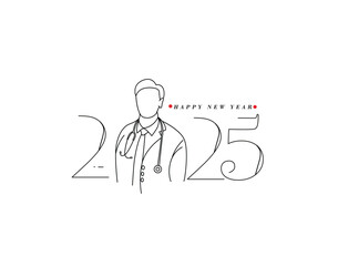 Fototapeta premium Happy New Year 2025 Text Typography Design Set of Element Flyer, Banner Poster Design.