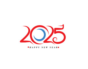 Happy New Year 2025 Text Typography Design Set of Element Flyer, Banner Poster Design.