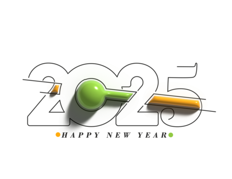 2025 Happy New Year Text Typography Design Transparent PNG.
