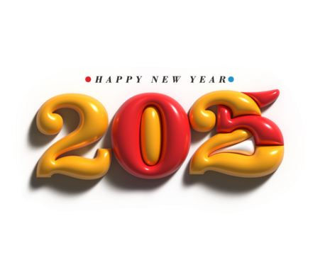 2025 Happy New Year Text Typography Design Transparent PNG.