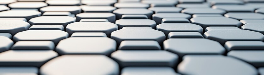 Obraz premium A close-up view of interlocking hexagonal tiles, showcasing a sleek, modern design with a subtle gradient effect.