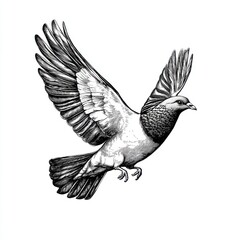 Naklejka premium Flying pigeon isolated on white background