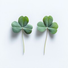 Four leaf clover isolated on white background style raw