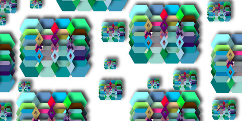 Abstract background with hexagons Abstract hexagon Multi color abstract geometric background. Vector background 3D paper art style can be used in cover design, poster, presentation, flyer.