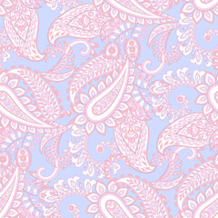 Trendy ethnic-style vector paisley pattern. Seamless Fashionable vector template for any design projects