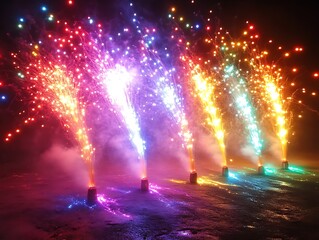 Fototapeta premium Colorful Fireworks Display Illuminating Night Sky