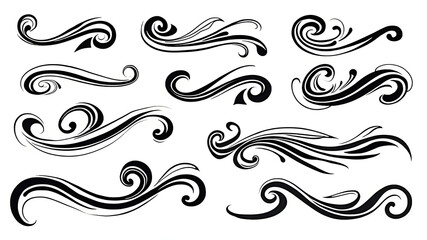 Fototapeta premium collection of abstract swoosh patterns, emphasizing dynamic curves, sharp edges, and elegant flow. Include