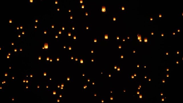 Yi Peng Lantern Festival In Chiang Mai, Thailand - Low Angle Shot