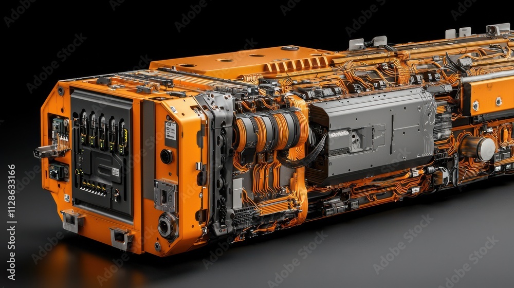 Leinwandbilder Analyzing a cross-sectional view of an ev battery pack under standard conditions for enhanced understanding of electric vehicle technology