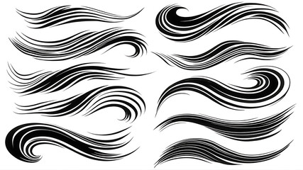 Fototapeta premium collection of abstract swoosh patterns, emphasizing dynamic curves, sharp edges, and elegant flow. Include
