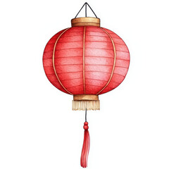 Obraz premium Red decorative lantern with a tassel and traditional design.