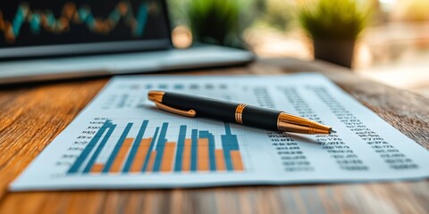 Fototapeta premium Financial Growth Charts Graphs Pen Business Success
