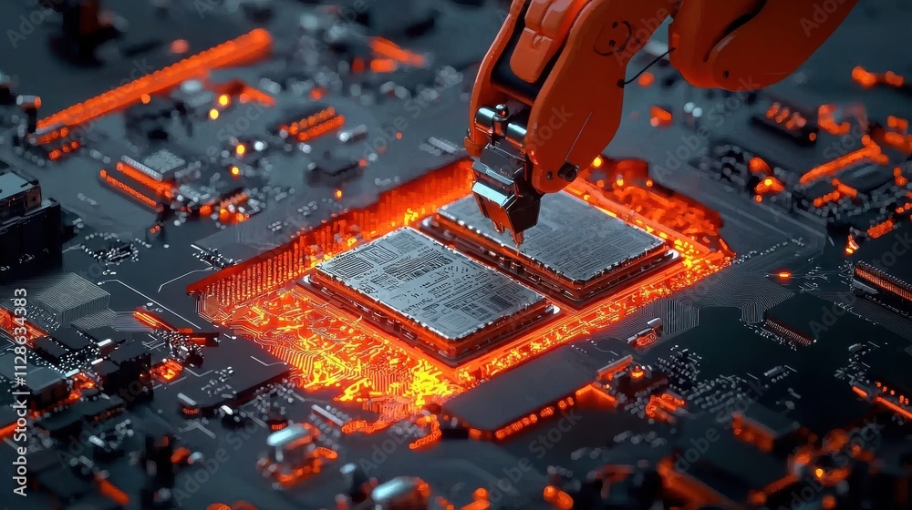 Fototapete automated robotic system stacking pouch cells for ev battery standards manufacturing facility techni