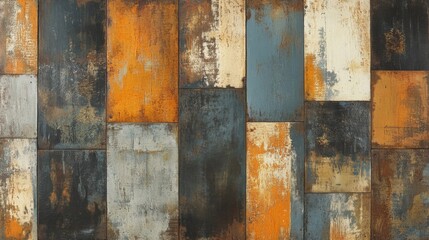 Abstract Rectangular Tile Pattern In Earthy Tones