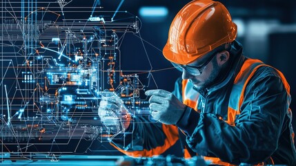 Fototapeta premium Engineers calibrating battery management systems for industry standards workshop environment technical overview engineering perspective electronics calibration for optimal performance
