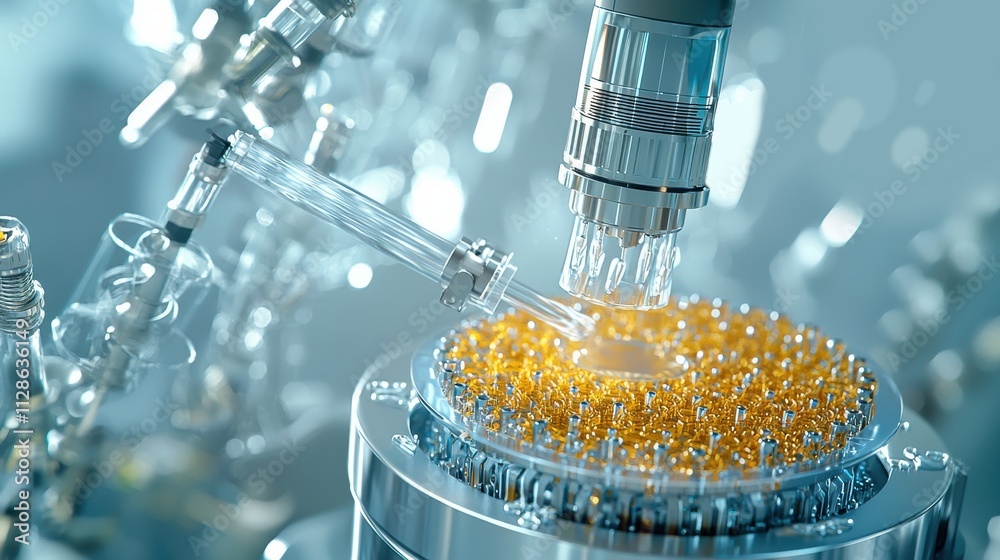 Fototapete exploring the high-resolution closeup of an ev battery electrode in a laboratory setting focused on 