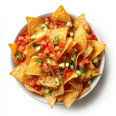 Nachos isolated on white background, top view