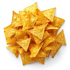 Nachos isolated on white background, top view
