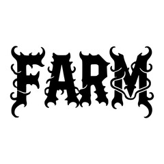 farm black metal fashion sticker t shirt music vector illustration template design