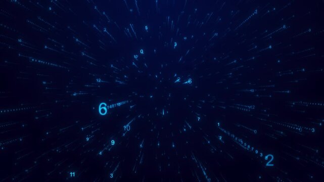 Cyberspace future technology digital network binary matrix binary code. Concept of science, business corporate background. hud interface, data code, decryption encoding, backdrop 3D virtual space 4K