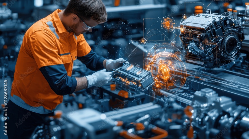 Leinwandbilder Technicians calibrating electric vehicle batteries for range optimization standards in advanced manufacturing facilities a technical overview of battery enhancements