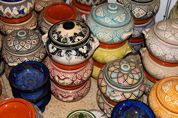 Pretty Moroccan pottery in one of the country's many souks