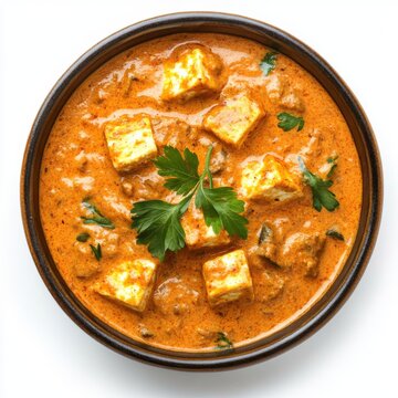 recommend clip art: Paneer Butter Masala isolated on white background, top view