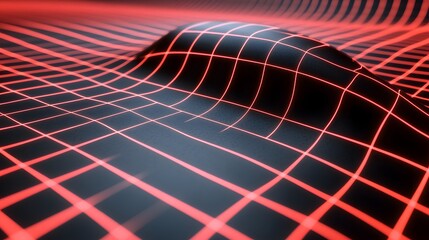 Abstract red grid wave surface.