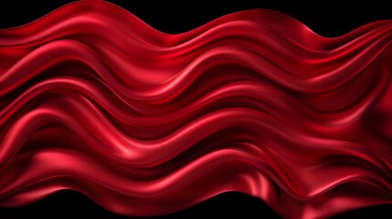Obraz premium Abstract red silk waves on black background.