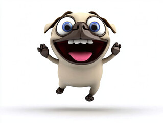Naklejka premium pug cartoon 3d white background cute