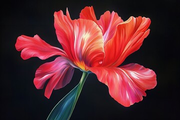 Brightly colored flowers painted with oil. Generative Ai