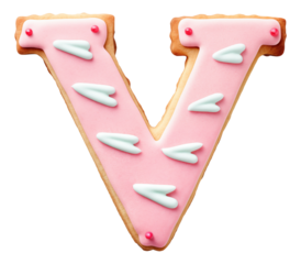 Letter V png cookie art alphabet, transparent background