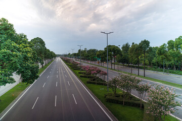 Evening view of the South fifth section of the Third Ring Road in Chengdu, Sichuan Province, China