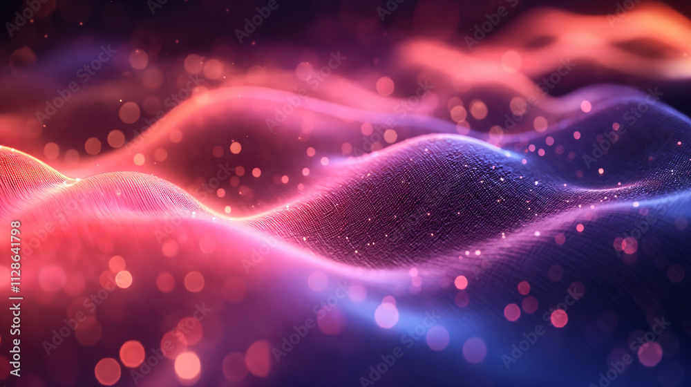 Wall mural futuristic tech background with mesh and particle effects