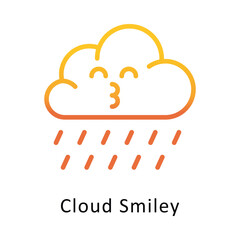 Cloud Smiley Vector Gradient Outline Icon. Eps 10 File 