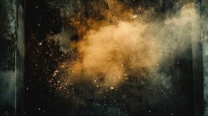 Obraz premium Golden Dust Exploding Against Dark Background