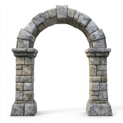 Stone arch gate isolated on white background