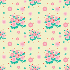 Soft pink blossom and leaves pattern for background.