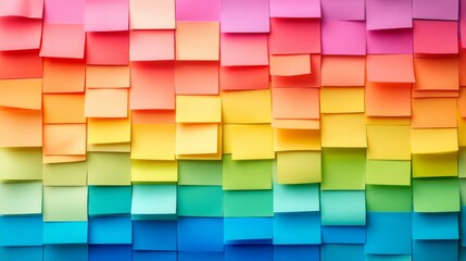 Fototapeta premium Rainbow Colored Sticky Notes Arranged In Rows