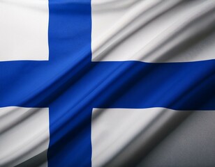 Waving flag of Finland in beautiful sky.