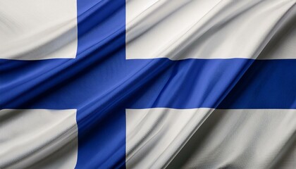 Waving flag of Finland in beautiful sky.