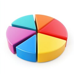 3d pie chart icon isolated on white background