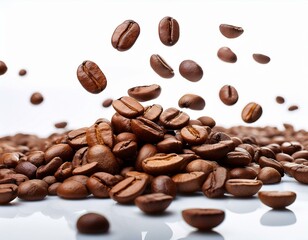 Coffee Splash with Coffee Beans on White Background