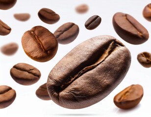 Obraz premium Coffee Splash with Coffee Beans on White Background