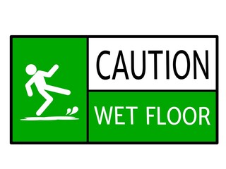 Hazard slippery surface wet floor sign, vector illustration isolated on white background. Vector Illustrator.